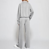 رخيصةأون بدلات رياضية-نسائي بدلة رياضية بنطلونات بنطلون واسع الساق دانتيل جيب لون سادة أطقم ملابس رياضية الخريف أسود أبيض الصالة الرياضية رياضات ركض ضد الهواء كم طويل رياضة ألبسة رياضية قابل للبسط عادي