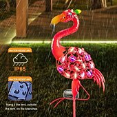 ieftine Lumini de peisaj-Lampă solară de grădină cu LED-uri, tip flamingo, impermeabilă IP65, cu formă de statuie metalică flamingo, decorațiuni de grădină în aer liber pentru nuntă, peluză, iaz, grădină, iluminat peisagistic