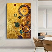baratos Até 30 $-Grande tela abstrata de arte de parede em círculo dourado sem moldura - pintura geométrica moderna dourada, azul, verde e multicolorida para decoração de sala de estar e quarto
