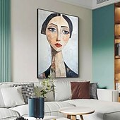 お買い得  人物画-キャンバスに描かれた抽象的な肖像画、オリジナルの美しい女性モデルの絵画、大きな現代人物の壁アート、カスタムメイドの寝室の壁装飾