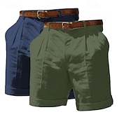 economico Classico-Per uomo Shorts Shorts di Lino Shorts eleganti Pantaloncini Estivi Shorts da Spiaggia Tasca Elastico in vita Gamba Dritta Semplice Comodità Traspirante Lunghezza al ginocchio Affari Casuale Quotidiano