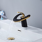 abordables Robinets de lavabo-Robinet de lavabo - Cascade Finitions peintes Ensemble central Poignée unique à un trouBath Taps