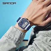 cheap Digital Watches-SANDA Men Digital Watch Outdoor Fashion Casual Wristwatch Luminous Stopwatch Alarm Clock Three Time Zones Steel Silicone Gel Watch