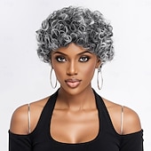 voordelige Synthetische trendy pruiken-Synthetische pruiken Golvend Krullend weefsel Asymmetrisch kapsel Strakke pony Machinegemaakt Pruik 76.2 cm 81cm A1 Synthetisch haar Dames Klassiek Comfortabel Kleurgradatie Meerkleurig