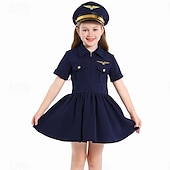 levne Dětské kostýmy-Pilot Aviator Den STEM Kariérní hraní rolí Šaty Kostým Jednotný cosplay Dívčí Dětské Výkon Vzdělávací převlékání Oblékání na školní akci předvečer Všech svatých Karneval Světový den knihy Jednoduch