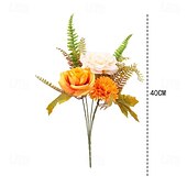 abordables acción de gracias y decoración de otoño-1 ramo de flores artificiales de otoño, corona de calabaza con hojas de arce para Acción de Gracias, arreglo decorativo para el hogar otoñal de Halloween