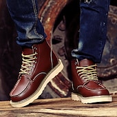 cheap Work Boots-Men&#039;s Brown Lace-up Work Boots with Contrast Stitching and Cushioned Sole, Classic Casual Style for Outdoor Work, Hiking and Daily Wear