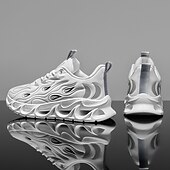 billige Sneakers til herrer-Røde løpesko for menn med flammedetaljer, overdel i høy ytelse og støtdempende såle, perfekt for trening, sportsbegivenheter og en aktiv livsstil