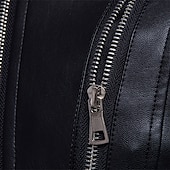 preiswerte Kunstlederjacke-Herren Kunstlederjacke Bikerjacke Motorradjacke Urlaub Täglich Winddicht Warm Tasche Winter Einfach Mode Klassisch Stehkragen Regulär Schwarz Jacken