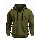 preiswerte Basic-Hoodies für Herren-Herren Kapuzensweatshirt Schwarz Weiß Wein Armeegrün Rote Mit Kapuze Einfach Reißverschluss Farbblock Sport &amp; Outdoor Lässig Täglich Polyester Cool Lässig sportlich Frühling &amp; Herbst Bekleidung