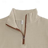 preiswerte Einfache Sweatshirts-Herren Waffel-Sweatshirt Schwarz Marineblau Khaki Hellgrau Dunkelgray Stehkragen Einfach Fronttasche Viertel Postleitzahl Sport &amp; Outdoor Lässig Täglich Streetwear Cool Lässig Herbst Winter Bekleidung