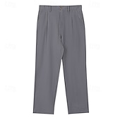 cheap Holiday-Men's Linen Pants Trousers Summer Pants Casual Pants Buttons Straight Leg Plain Comfort Breathable Full Length Party Business Holiday Fashion Streetwear Black White