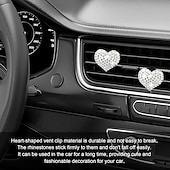 cheap Car Pendants &amp; Ornaments-Car Vent Clip Bling Crystal Heart Shape Charm Universal Car Air Conditioner Decorations