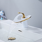abordables Robinets de lavabo-Robinet de lavabo - Cascade Finitions peintes Ensemble central Poignée unique à un trouBath Taps