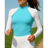 tanie Koszulki biegowe i topy-Damskie Koszulka do biegania Koszulka do tenisa Szczupła Długi rękaw Tee Tshirt Kolorowy blok Szybkie wysychanie Lekki Oddychający Bransoletka tenisowa Golf Bieganie Odzież sportowa Odzież sportowa