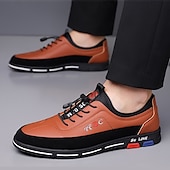 cheap Casual-Men&#039;s Premium White and Black Faux Leather Lace-Up Sneakers with Vibrant Color Accents for Sports and Leisure