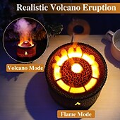 cheap Bedside Lamp-Volcanic Flame Aroma Diffuser with LED Night Light - Portable Essential Oil Humidifier Auto Shut-Off 2 Color Modes Ideal for Home &amp; Office