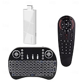baratos Boxes de TV-Novo dongle mini tv stick h96 max rk3518 2025, caixa de tv inteligente android 14, 2gb, 16gb, 8gb, wifi6 bt, 4k hd, reprodutor de mídia com voz do Google, controle remoto por giroscópio, decodificador