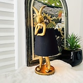 preiswerte Nachttischlampe-Moderne Tischlampe im Hasen-Stil aus der Mitte des Jahrhunderts mit Leinenschirm, USB-betrieben, dekorative Schreibtischlampe, goldenes Finish, sanfte Umgebungsbeleuchtung für Wohnzimmer, Schlafzimmer