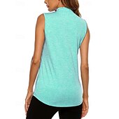 cheap Women's Shirt-Women's Solid Colored Sport Shirt Golf Polo Shirt Tennis Shirt Sleeveless Zipper High Elasticity Moisture Wicking Breathable Tennis Golf Pickleball Turndown Zip Collar Shirt Top Sky Blue Purple Green