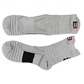 abordables Calcetines deportivos-1 par de calcetines de senderismo para hombre, deportivos, transpirables, antiampollas, que absorben el sudor, acolchados, para exteriores, de un cuarto de tripulación, con parches de poliéster, negros, blancos y grises para correr
