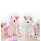 cheap Stuffed Animals-Remote Control Robot Unicorn Electronic Plush Unicorn Toy Interactive Toys Walks Singing Stuffed Animal Gift for Girl and Boy Age 3-6 Year Old