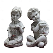 Недорогие Ландшафтные огни-1 шт., водонепроницаемый уличный солнечный светильник для мальчика-муравья, божьей коровки, девочки, сада, двора, газона, дорожки, парка, смоляной статуи, декоративного освещения для ландшафтного