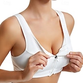 baratos Sutiãs esportivos &amp; coletes-Mulheres Sutiã de ioga Sutiã Esportivo Sutiã Pilates Good Top Flexão Sem costura Antivibração Sem Fio Zíper Cor Sólida / Simples Esporte Roupas Esportivas Preto Branco Academia Zumba Corrida