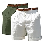 economico Classico-Per uomo Shorts Shorts di Lino Shorts eleganti Pantaloncini Estivi Shorts da Spiaggia Tasca Elastico in vita Gamba Dritta Semplice Comodità Traspirante Lunghezza al ginocchio Affari Casuale Quotidiano