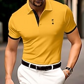 economico Polo Classico da Uomo-Per uomo Polo in Cotone Maglia da golf Casuale Sportivo Bavero Colletto Polo a Coste Manica Corta Moda Essenziale Semplice Classico Estate Primavera Vestibilità aderente Nero Bianco Giallo Rosso Polo