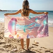 voordelige Dekens &amp; dekentjes-Zachte en absorberende strandhanddoek - lichtgewicht, snel drogend, zandvrij ontwerp voor strand, zwembad en reizen