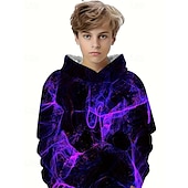 billiga Pojkens 3D Vision &amp; Geometri-Pojkar 3D Grafisk Blixt Huvtröja Långärmad Vår Höst Mode Streetwear Barn 4-12 år Huva Utomhus Ledigt Dagligen Normal