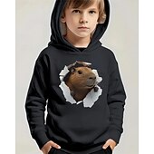 billiga Pojkens 3D-djur-Pojkar 3D Djur Huvtröja Långärmad Vår Höst Mode Streetwear Barn 4-12 år Huva Utomhus Ledigt Dagligen Normal