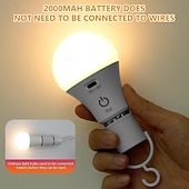cheap Home Appliances-LED Lamp Dimmable Multicolour RGB Light Bulb 2000 mah Rechargeable Bulb A65 Light Smart Remote Control Home Decor Outdoor Activities and Camping