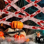 olcso Halloween kültéri dekoráció-halloweeni véres gézkötés, vérfoltos kendőcsíkok, figyelmeztető szalag, hátborzongató jelenet dekoráció, kísértetjárta házibuli kellék