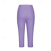 baratos Leggings lisas-Mulheres Calças Capri Leggings Moda Casual Comprimento da panturrilha Cintura Média Tecido Cintura elástica Confortável Respirabilidade Com Stretch Férias Rua Roupa Diária Amarelo Claro Vinho