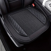 baratos Capas para bancos de automóveis-capa de assento de carro de luxo - almofada de seda preta acolchoada com padrão de diamante respirável &amp;design antiderrapante para conforto no verão, acessórios automotivos duráveis, capas de assento