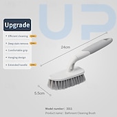 abordables Les fournitures de nettoyage-Brosse de nettoyage de salle de bain, brosse de nettoyage multifonctionnelle, avec poignée rotative, rangement mural