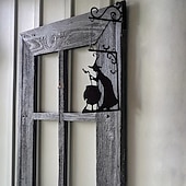 levne Halloween-Strašidelný halloween 1ks kovový čarodějnický kotel nástěnné umění železná závěsná cedule s netopýry &amp;spirály pro domácí zahradní párty nebo dekoraci rámu dveří