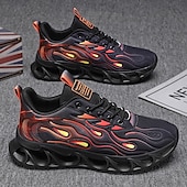 billige Sneakers til herrer-Røde løpesko for menn med flammedetaljer, overdel i høy ytelse og støtdempende såle, perfekt for trening, sportsbegivenheter og en aktiv livsstil