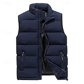 preiswerte Westen-Herren Wanderweste Pufferweste Ärmellos Weste Außen Thermowarm Leicht Atmungsaktiv Winter Reißverschluss Polyester Schwarz Rot Blau Jagd Angeln Klettern