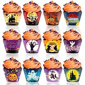 voordelige Halloween-Halloweendecoraties, fotoscènes, rekwisieten, cartoons, papieren taarten, papieren bekertjes, rond de randen, feestbenodigdheden