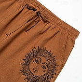 baratos Clássico-Homens Calças de linho Calças Calça verão Calças largas Calças de praia Com Cordão Cintura elástica Perna reta Gráfico Sol Respirável Macio Comprimento total Ao ar livre Casa Casual Moda Roupa de rua