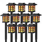 preiswerte Landschaftslichter-6 Stück Solar-Außenleuchte, wasserdicht, kleines Haus, blinkende Flamme, Bodenstecker, Licht für Innenhof, Garten, Weg, Rasen, Terrasse, Halloween, Weihnachtsfest, Atmosphäre, dekoratives Licht,