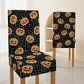 preiswerte Halloween Küche-Halloween-Esszimmerstuhlbezug mit Totenkopfmuster, Festival-Tischdekor, Verkleidungsrequisiten zur Dekoration