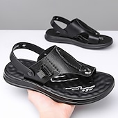 levne Sandály na dovolenou-Pánské hnědé sandály z umělé kůže s retro přezkou a oporou klenby, ideální pro každodenní chůzi, outdoorové nošení a dovolenou.