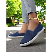 cheap Women&#039;s Sneakers-Women&#039;s Canvas Slip-On Sneakers – Lightweight Minimalist Flats for Daily Errands, Park Walks and Weekend Brunch Outings