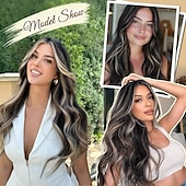 abordables Clip dans les extensions-Extensions de cheveux à clipser 20 pouces, extensions de cheveux longs blonds mélangés noirs, 4 pièces, postiches synthétiques souples pour femmes
