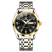 cheap Quartz Watches-OLEVS 3666 Luxury Man Watch Stainless Steel Waterproof Dual Calendar Classic Large Digital Dial Original Quartz Watches