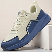 Χαμηλού Κόστους Ανδρικά Sneakers-Ανδρικά πλεκτά mesh αθλητικά παπούτσια με μπλε σόλα σε αντίθεση – ελαφριά και αναπνεύσιμα αθλητικά παπούτσια για τρέξιμο, καθημερινή προπόνηση, ταξίδια στην πόλη και ενεργό τρόπο ζωής.